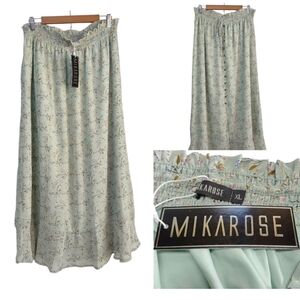 Mikarose Jade Birch Floral Spring Blooms Button Front Maxi Skirt Boho Sz XL NWT